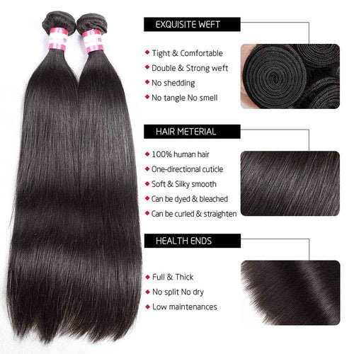 CYNOSURE 10A Straight Human Hair 3 Bundles 18 20 22inches Brazilian Virgin Unprocessed Straight Hair Weave Bundles Natural Color