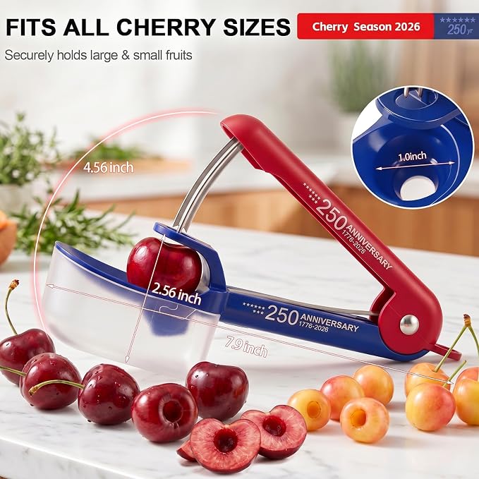 Cherry Pitter - Makmzoon Cherries Pitter Tool | Stainless Steel Rods with Hand-held Push Design, Save Time & Space for Making Cherry Jam with Lock Design