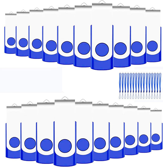 1GB USB Flash Drives 100 Pack, EASTBULL USB 2.0 Flash Drive Bulk Thumb Drive Pack Memory Stick Swivel Pen Drives (Blue)