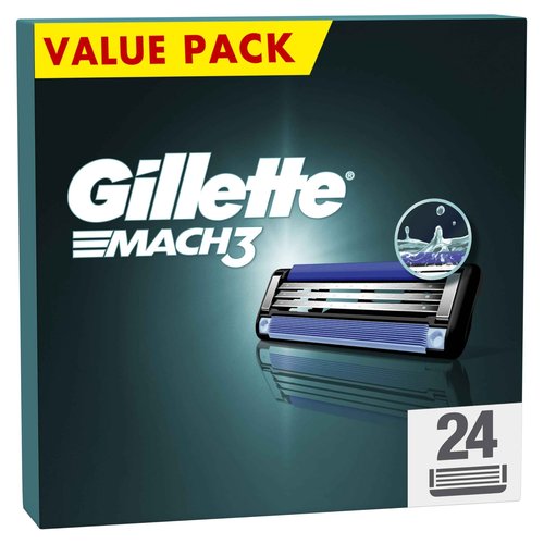 Gillette Mach3 Men's Razor Blades with Precision Trimmer, Pack of 24 Refill Blades