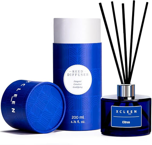 Xcleen Reed Diffusers for Bathroom, 6.7 oz(200ml) Citrus Scented Oil Diffuser with Fiber Sticks, Air Freshener for Bedroom, Office, Home Fragrance Decor