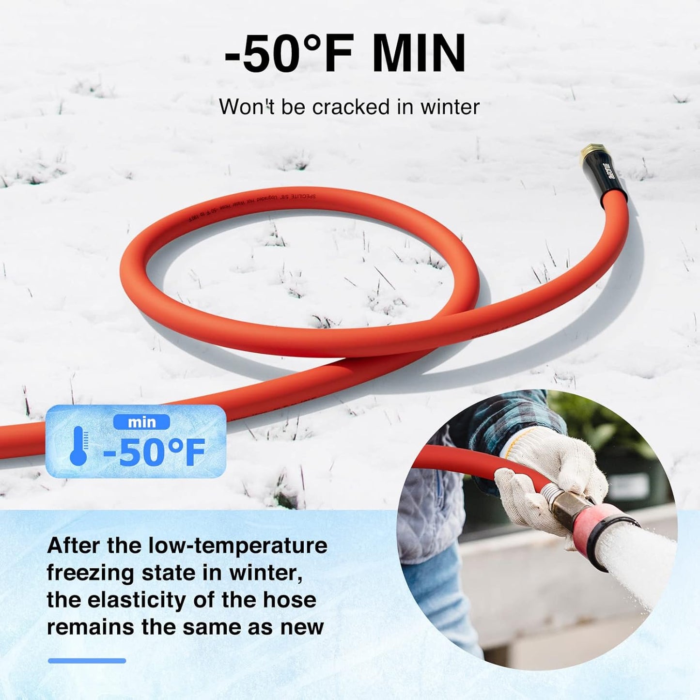5/8" Hot/Cold Garden Water Hose 100 ft, -50℉-190℉,Flexible & Lightweight With 3/4" Brass Fittings for Yard, Outdoor, Farm, Red