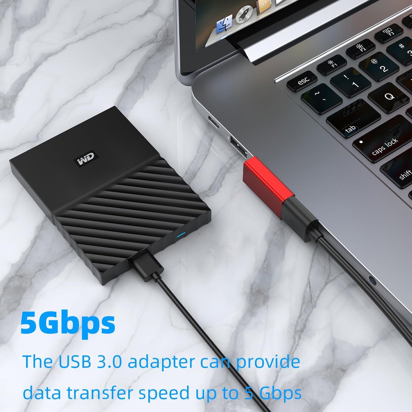 AreMe 90 Degree USB 3.0 Adapter 4 Pack, Up and Down Angle, Left and Right Angle USB A Male to Female Converter Extender for PC, Laptop, USB A Charger, Power Bank and More (Red)
