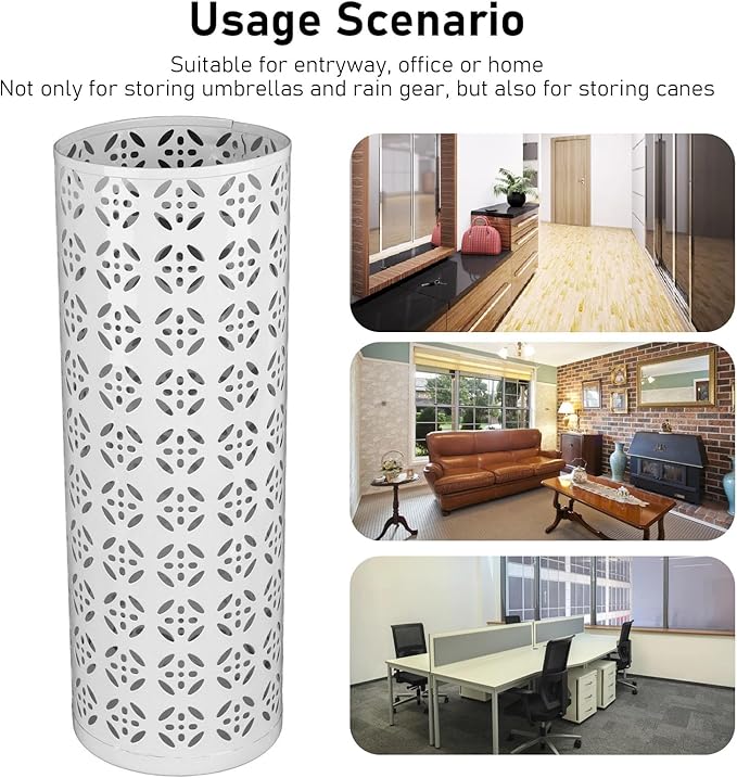 Round Umbrella Organizer Bin, Freestanding Metal Umbrella Holder Umbrella Stand Rack for Entryway, Canes Walking Sticks Holder Rain Collection for Home, Office (S 62x50cm / 24.41x19.69in)