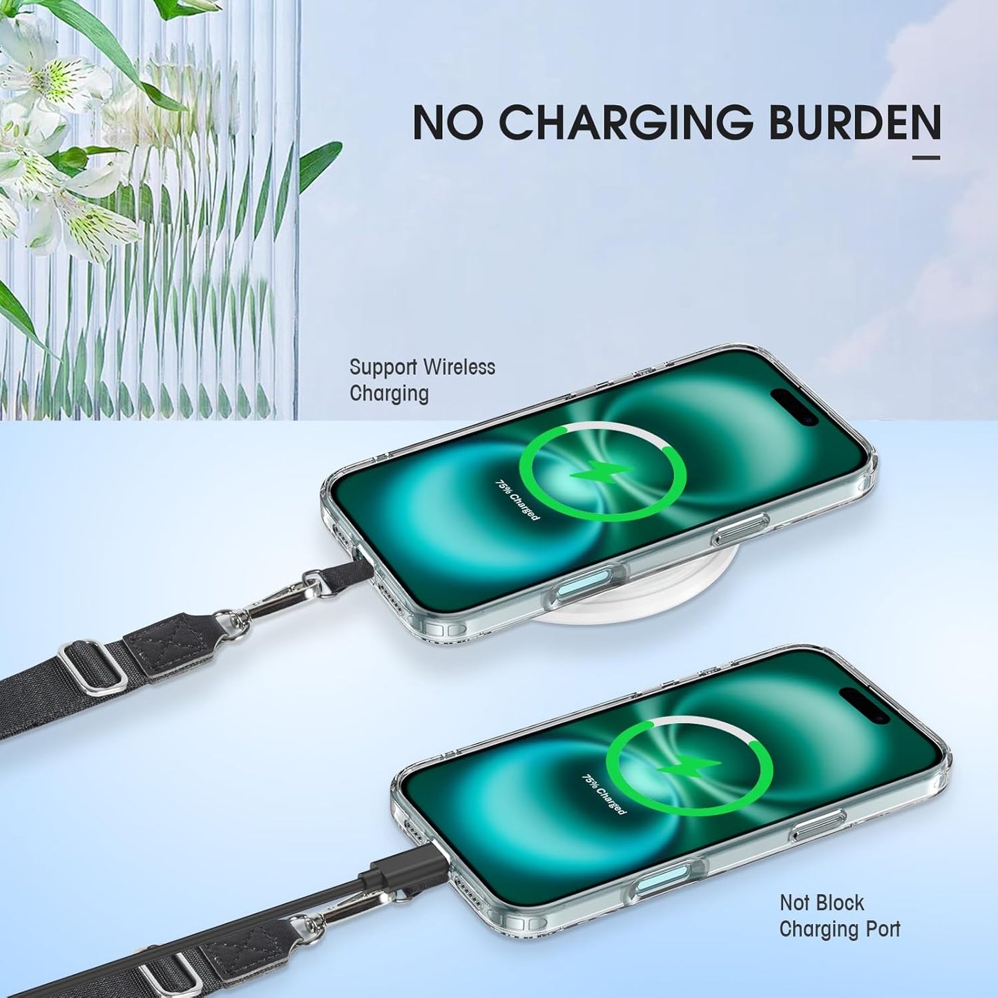 Phone Lanyard 2 Pack, Adjustable Cell Phone Multifuctional Patch Lanyards,Compatible with Most Smartphones and Wallets Keys ID Badges Travel Essentials (Black+Gray)(Lanyard Letter Sign H)