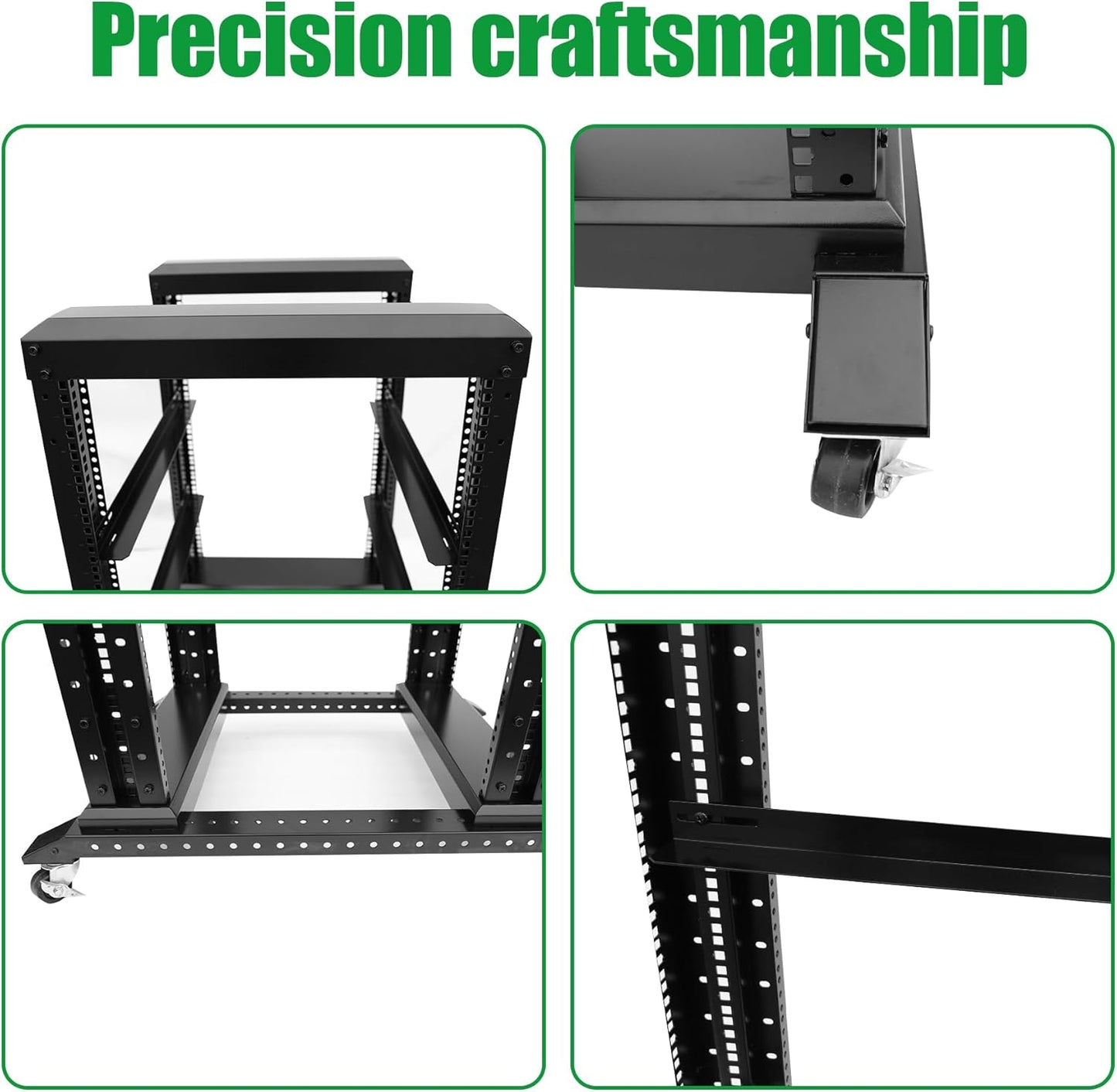 27U Server Rack/4-Post 19in Network Rack/Open Frame Rack with Wheels, Heavy-Duty Frame Cabinet/Adjustable Depth 24-22in GLOBALRACK(4POST-800-27U)