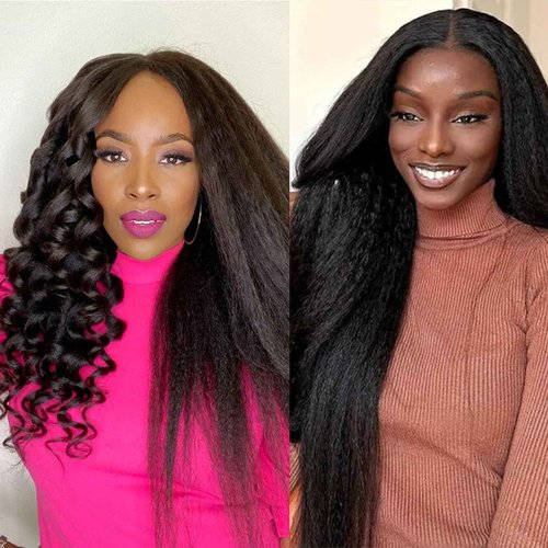 Kinky Straight Feather Crochet Human Hair Extension Yaki Wave Pre Separated Knotless Crochet Hair Micro Bundles With Loop For Reusable Boho Braids 16Inch 60g 50Strands