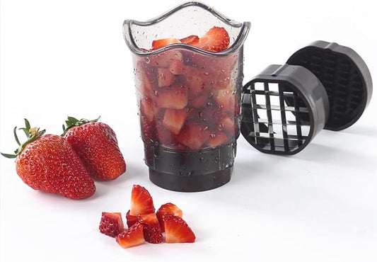 Fruit Slicer Cup, Cup Slicer for Strawberry, Banana, Hard-Boiled Egg, 2-in-1 Detachable Fruit Slicer, Premium Quickly Making Vegetable Salad Cutter, Craft Fruit Kitchen Tool