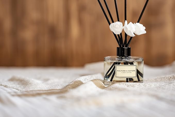 CULTURE & NATURE Reed Diffuser Set 6.7oz (200ml) Mango Mandarin Scented Diffuser with Sticks Home Fragrance Reed Diffuser for Bathroom Shelf Decor