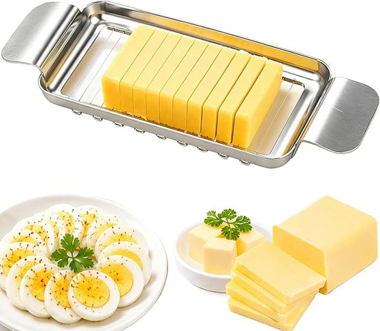 JAYVAR Cheese Slicer and Butter Cutter, 304 Stainless Steel Wire | Multifunctional Cheese Slicers for Block Cheesees, Handheld Butters Slicers Cutter, for Egg Slicing, Dishwasher Safe
