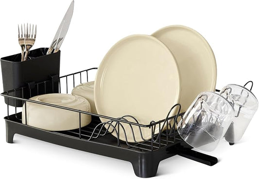Amazon Basics Stainless Steel Dish Drying Rack, 15.2 x 11.6 x 4 in., Black