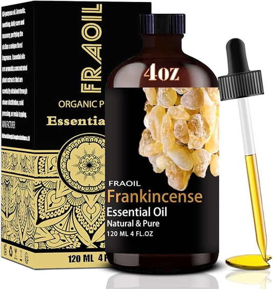 Frankincense Essential Oil, Frankincense Oil 4 Fl Oz 120ML for Diffuser Humidifier Yoga Cleaning DIY Candle Soap Making Perfume Gift for Women Essential Oils FRAOIL (Frankincense 4 Fl Oz (Pack of 1))