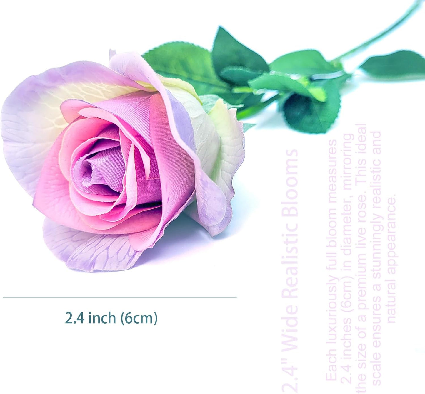 26inch Real Touch Artificial Roses - Long Stem Fake Silk Flowers with Leaves for Wedding, Home Decor, Centerpieces, Office Party, Looks Real (10,Pk)