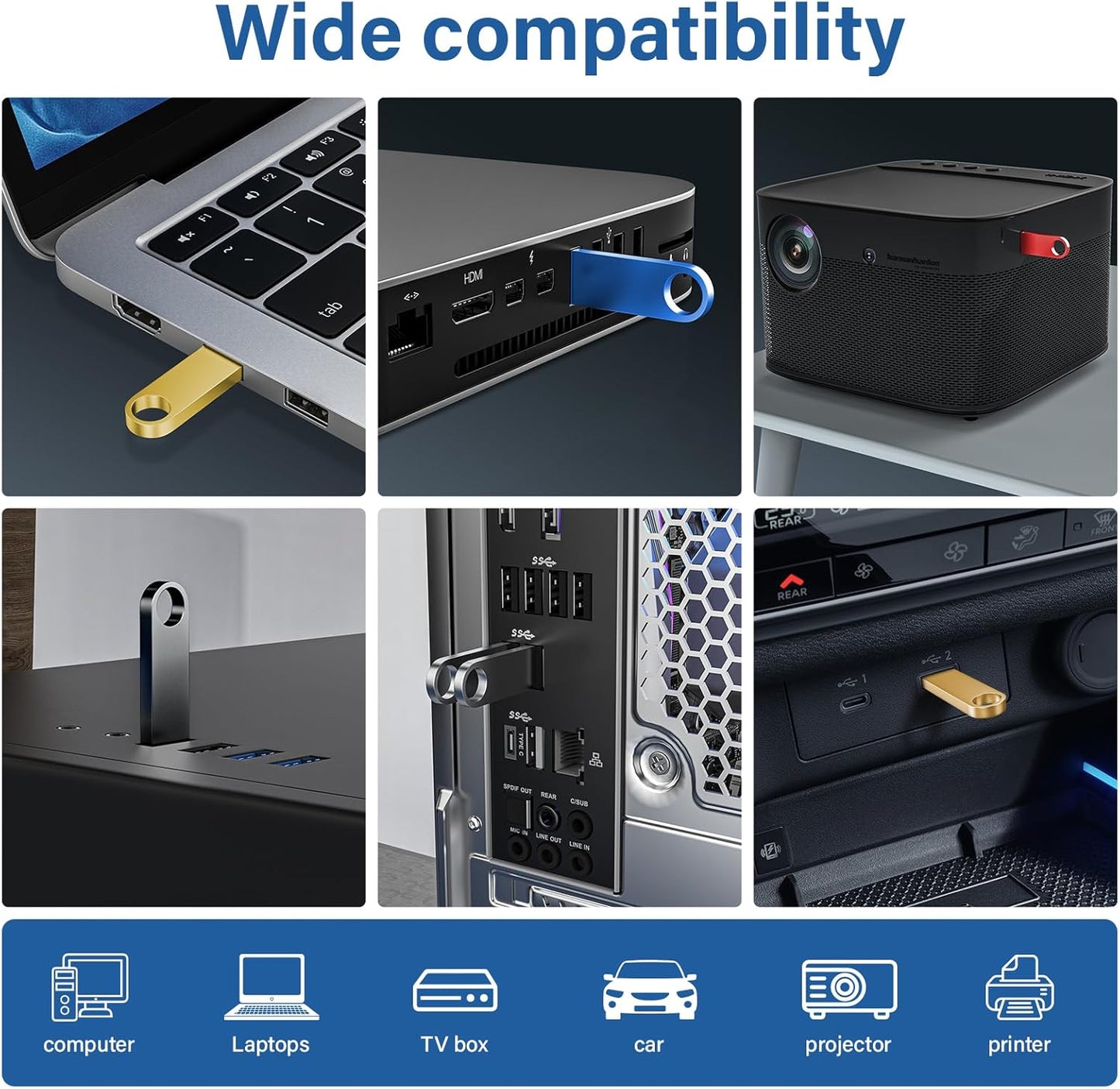 Customizable Flash Drives 64GB, Wooolken Personalized USB 2.0 Thumb Drives 10/20/50/100 Pack, Logo Pendrive Custom Memory Stick USB Engraved Logo (Metal)