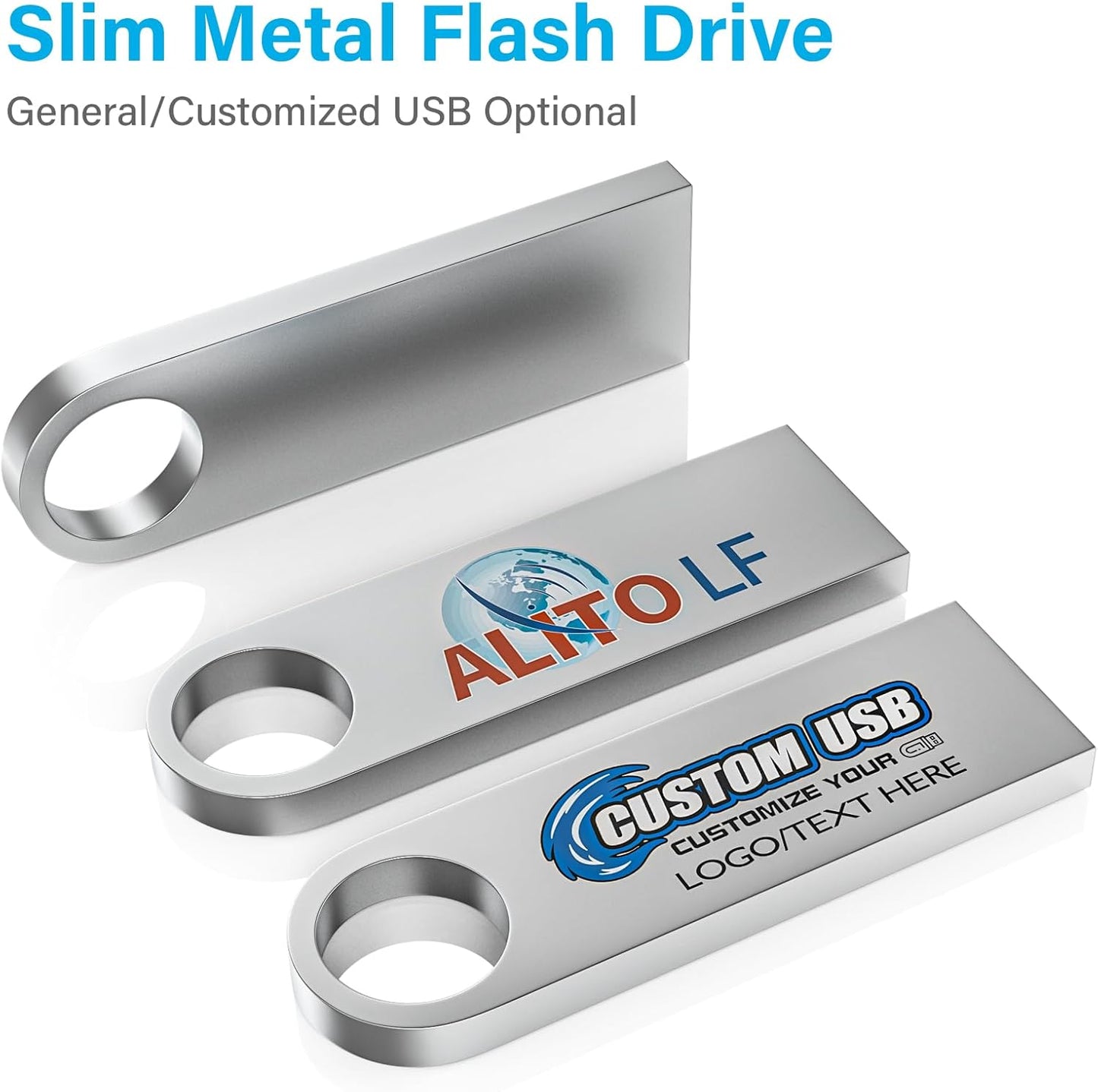 ABLAZE 32GB Flash Drive 5 Pack, Metal USB 2.0 Thumb Drives with Keychains USB Stick Pendrive (Sliver)