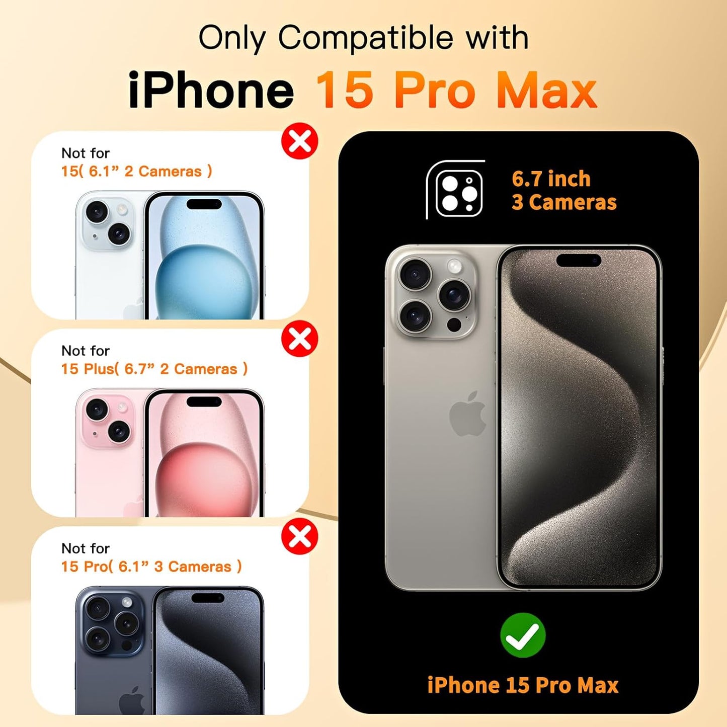 COOLQO for iPhone 15 Pro Max Case 6.7'' Upgraded 360° Spin Magnetic Stand [Compatible with Magsafe][Military Protection] Shockproof Protective Phone Holder Cover for iPhone 15 Pro Max, Red Gold