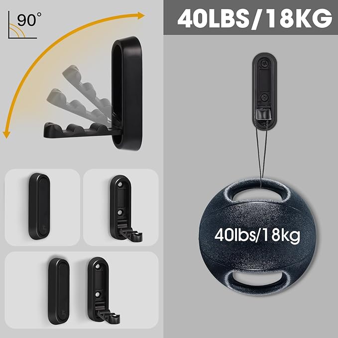 Dntorx Folding Wall Hooks, 2 Pcs Foldable Black Coat Hooks Heavy Duty Foldable Hook Bathroom Towel Hooks Robe Hooks Wall Mounted for Hanging Coat Towels Clothes Hat Bags Keys