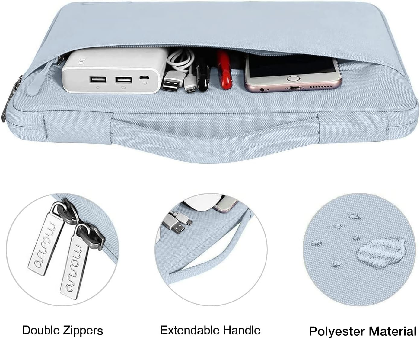 MOSISO Compatible with MacBook Air 13 inch Case 2025 2024 2023 2022 M4 A3240 M3 A3113 M2 A2681, Hard Shell&Sleeve Bag&Keyboard Skin&Webcam Cover&Screen Film for MacBook Air 13.6 inch, Baby Blue