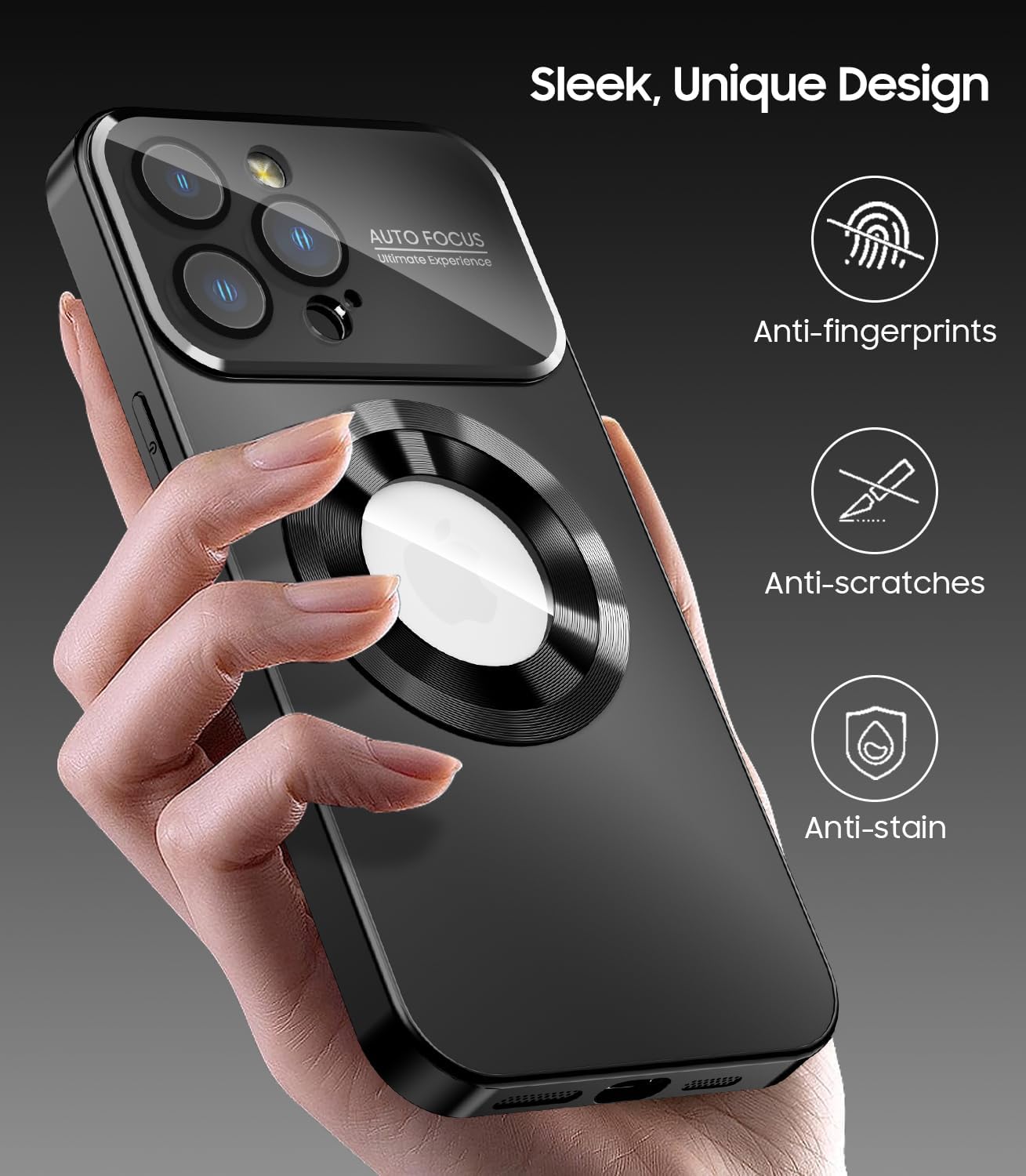 Magnetic for iPhone 12 Pro Case, Compatible with MagSafe, Built-in Camera Lens Protector, Logo View, Military Grade Drop Proof Phone Case Cover, Black