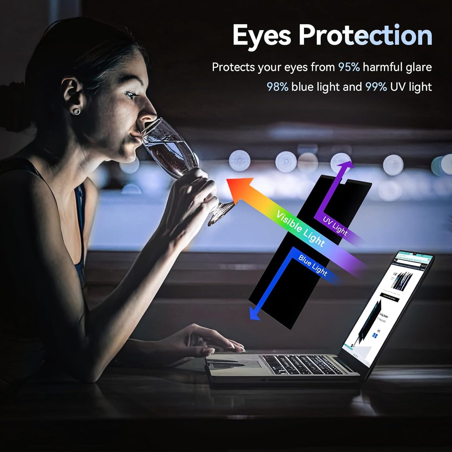 Magnetic Privacy Screen Protector Compatible with MacBook Air 15 Inch (2023 Release), Removable Anti Spy Blue Light Glare Shield Film Laptop Privacy Filter for Apple Mac Air 15.3" M2 (A2941)"