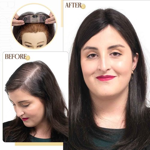 Elailite Hair Toppers for Women With Thinning Hair - Real Human Hair V3.0 Clip in Pieces 10 Inch Middle Parting for Loss Cover Gray Fine [Style-B] #60 Platinum Blonde