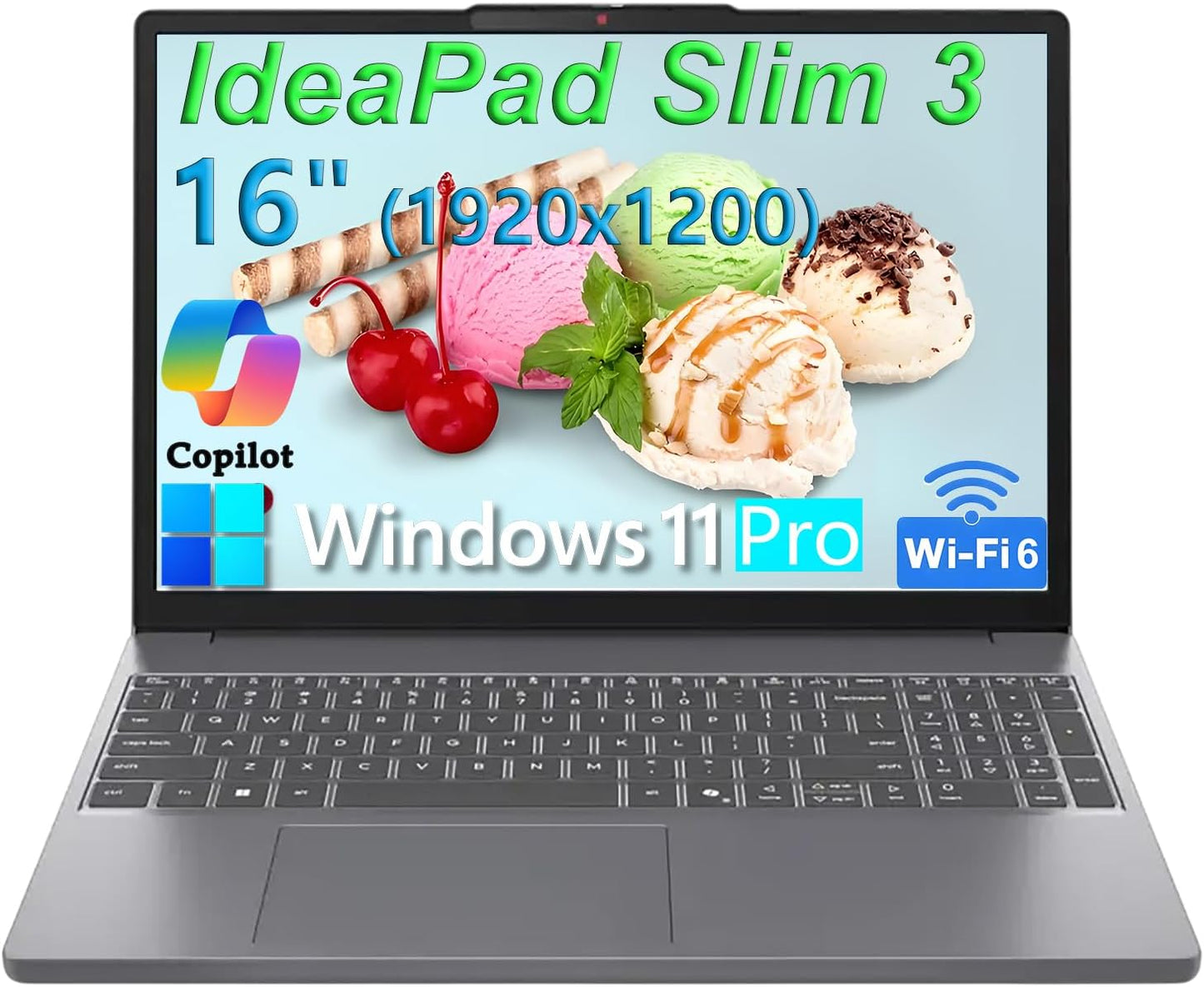 Lenovo Laptop Computer for Home Student Business, IdeaPad Slim 3, Intel i7-13620H (Beat Ultra 7 255U), 16GB DDR5 RAM, 512GB PCIe SSD, 16" FHD+, WiFi 6, Type-C, HDMI, Luna Grey, Windows 11 Pro, Wendbo