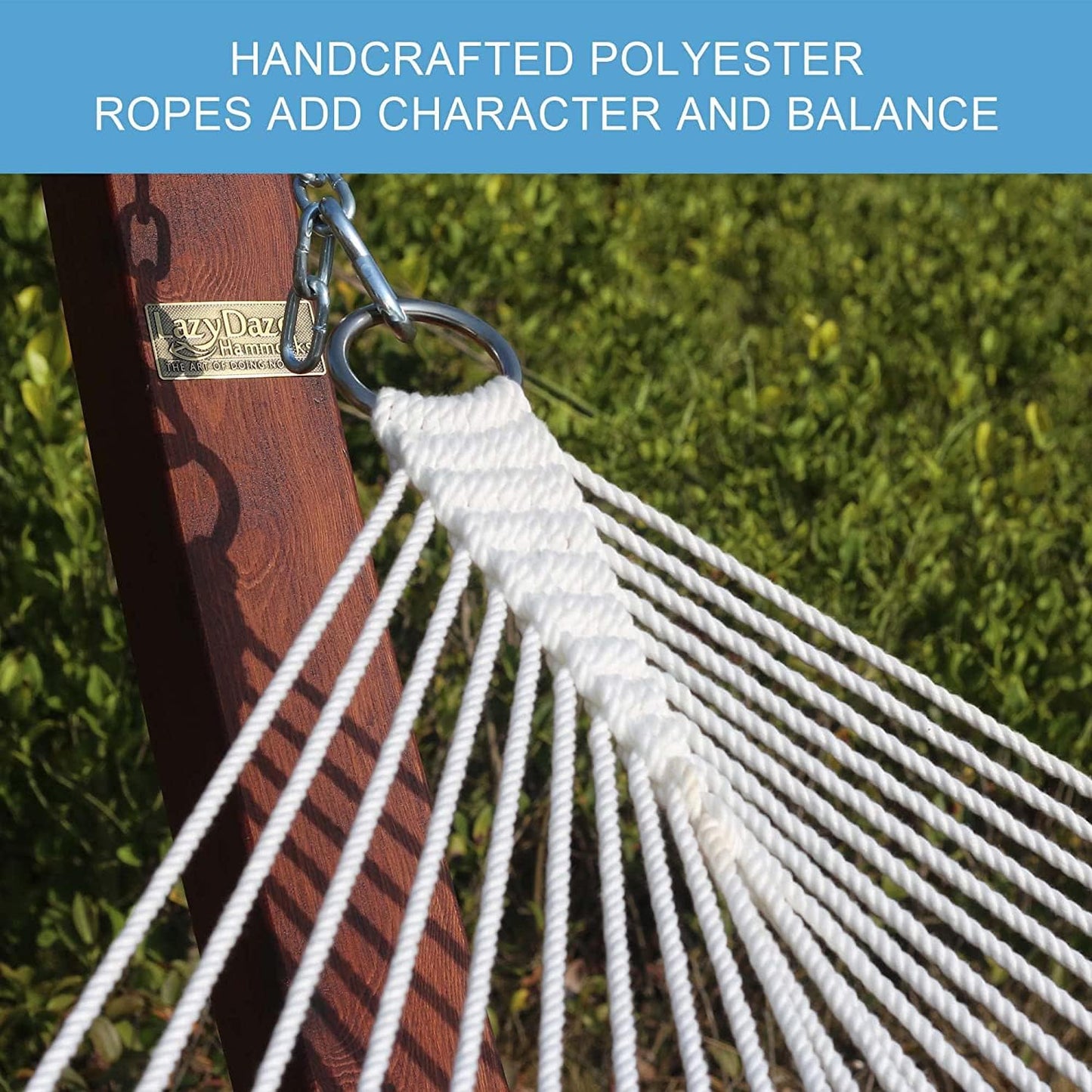 Lazy Daze Quilted Fabric Hammock with Spreader Bar, 2-Person Double Hammock for Outside Patio Poolside Backyard Beach, 450 lbs Capacity, Red Leaf