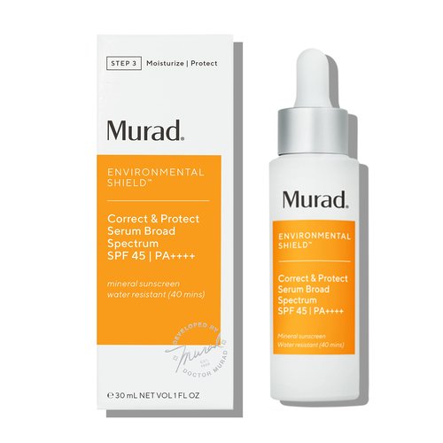 Murad Correct & Protect Broad Spectrum SPF 45 – 100% Mineral Sunscreen with Carotenoid Technology and Beet Root for Brightening, Blue Light Defense, and Even Skin Tone – 1.0 Fl Oz