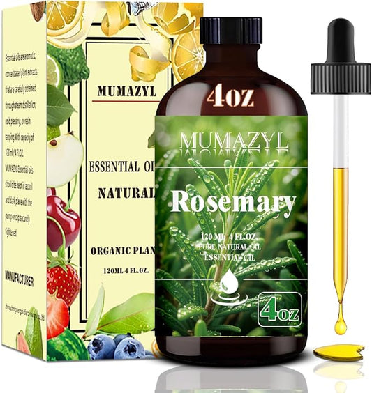 Rosemary Essential Oil, Rosemary Oil 4 Fl Oz 120ML for Diffuser Humidifier Yoga Cleaning DIY Candle Soap Making MUMAZYL Essential Oils