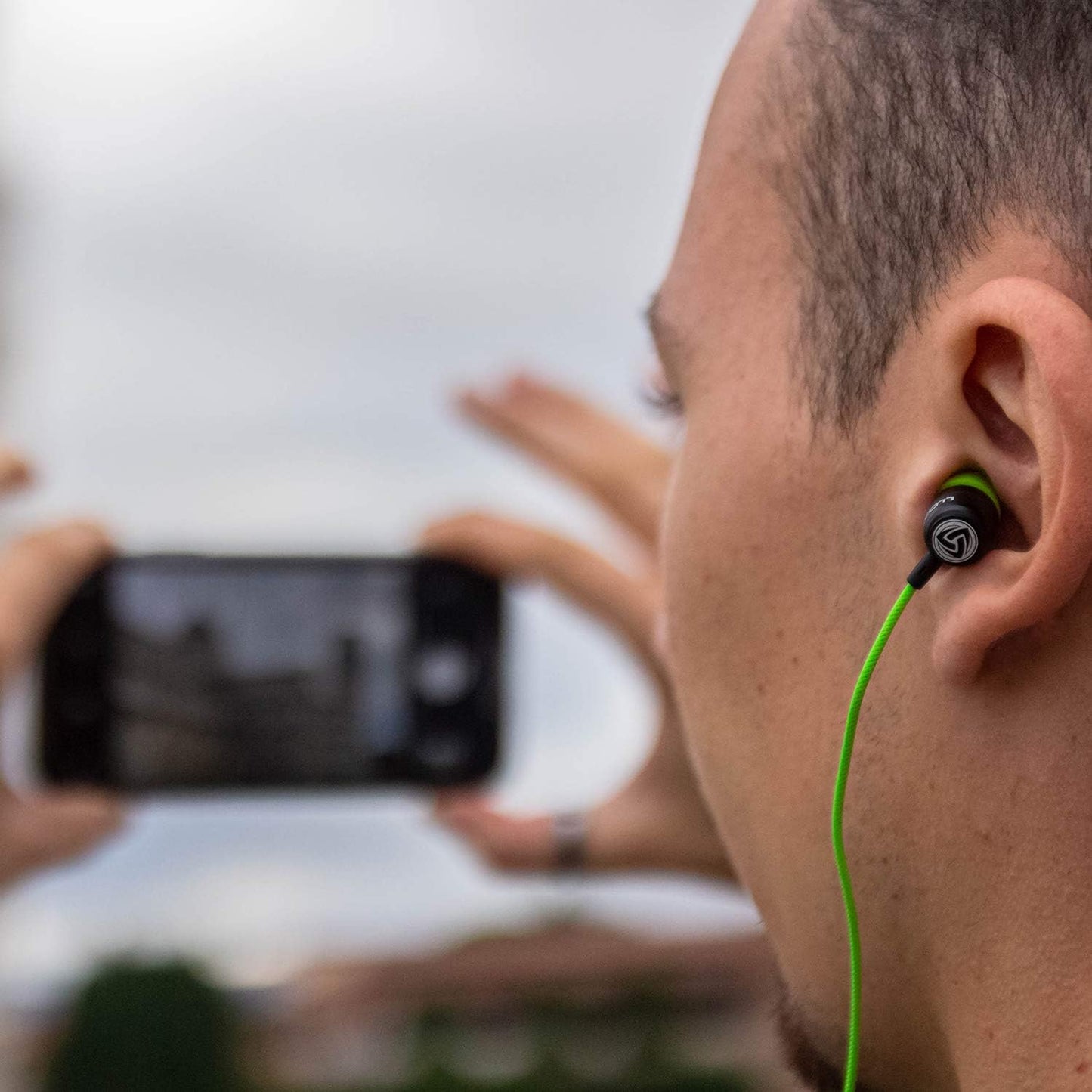LUDOS Clamor Wired Earbuds in-Ear Headphones, 5 Years Warranty, Earphones with Microphone, Noise Isolating Ear Buds, Memory Foam for iPhone, Samsung, School Students, Kids, Women, Small Ears - Green