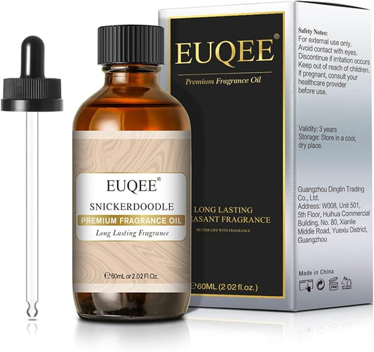 EUQEE Snickerdoodle Fragrance Oil, Premium Grade Essential Oil with Glass Dropper for Soap Making, Bath Bombs, Diffuser, Home Aromatherapy (2.02 Fl oz/60 ml)