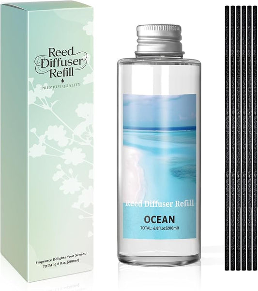 SCENTORINI Reed Diffuser Oil Refill, Ocean Diffuser Oil 6.76 Fl Oz, Natural Scented Essential Oil Refill Long Lasting Summer Home Fragrance for Bathroom Room Spa Aromatherapy Hotel Decor