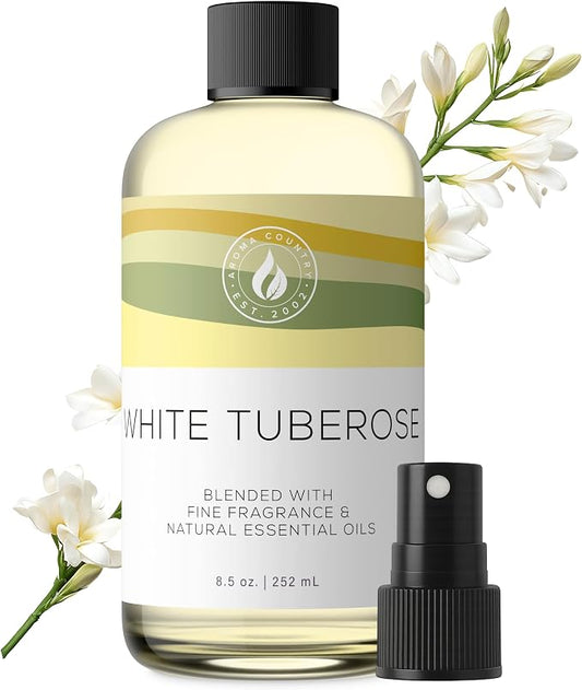 Aroma Country White Tuberose Luxury Diffuser Oil Refill & Fragrant Room Spray for Reed Diffusers, Electric Machines, and Oil Warmers (8.5 Fl. oz)