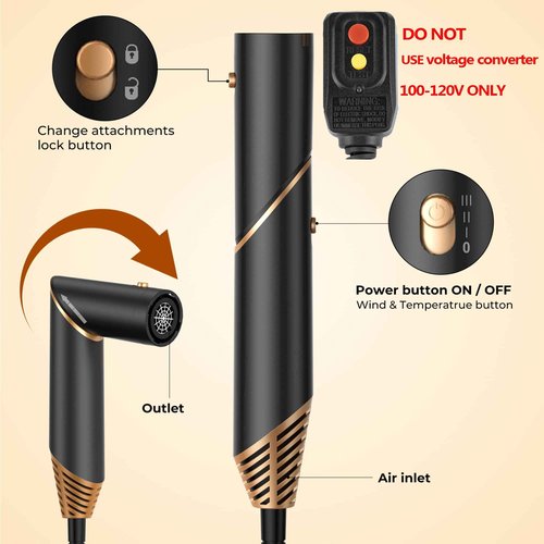 Hair Dryer Brush 6 in 1, Foldable Blow Dryer Brush with Wrap Curler, Detachable Air Hair Styler Curling, Drying,Volumizing, Straightening, Negative Ionic Hair Dryer with Diffuser, Hair Styling Tools