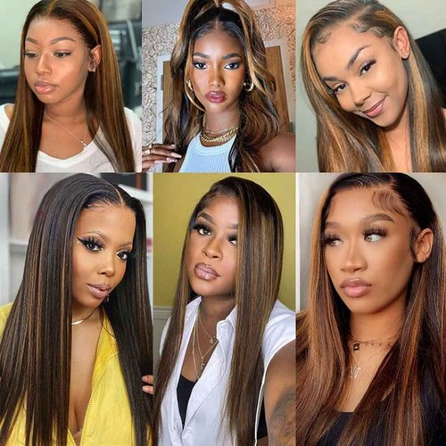 Giginger Brazilian Human Hair Bundles 24 26 28 Inch Straight Wave Bundles Human Hair Brazilian Chocolate Brown Highlight P4/30 Brazilian Unprocessed Virgin Quick Weave Hair for Black Women
