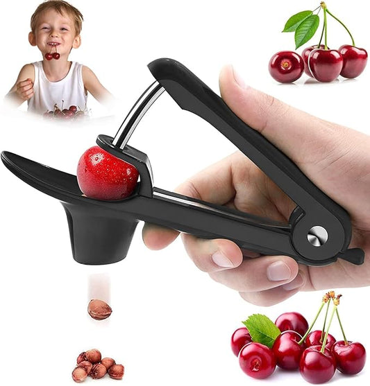Cherry Pitter Tool, Heavy-Duty Seed Core Remover With Space-Saving Lock Design, Pit Remover for Cherries (Black)