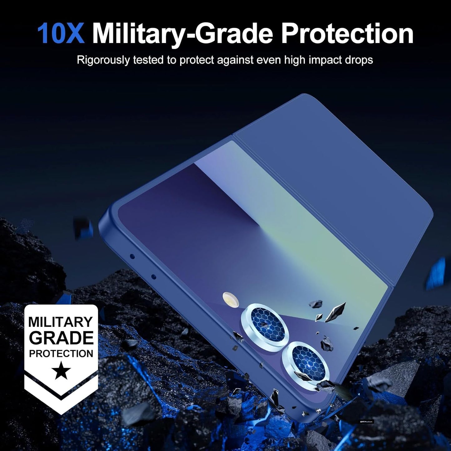 for Samsung Galaxy Z Flip 7 Camera Lens Protector, Individual Metal Ring Tempered Glass Lens Cover, [Strong Adsorption] Scratch Resistant Ultra-Thin HD Clear Lens Cover, 1 Set-Blue