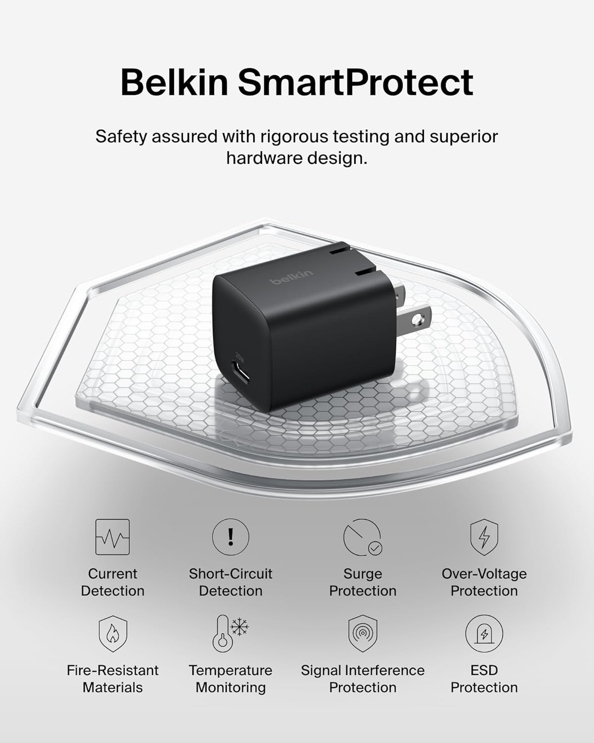 Belkin USB C Charger Block 25W - USB C Cable Included – PD3.0 PPS Fast Charging for Samsung Galaxy S25, S24, S23, Apple iPhone 16, iPhone 15/14/13 Pro, Google Pixel 9, Nintendo Switch, etc - Black