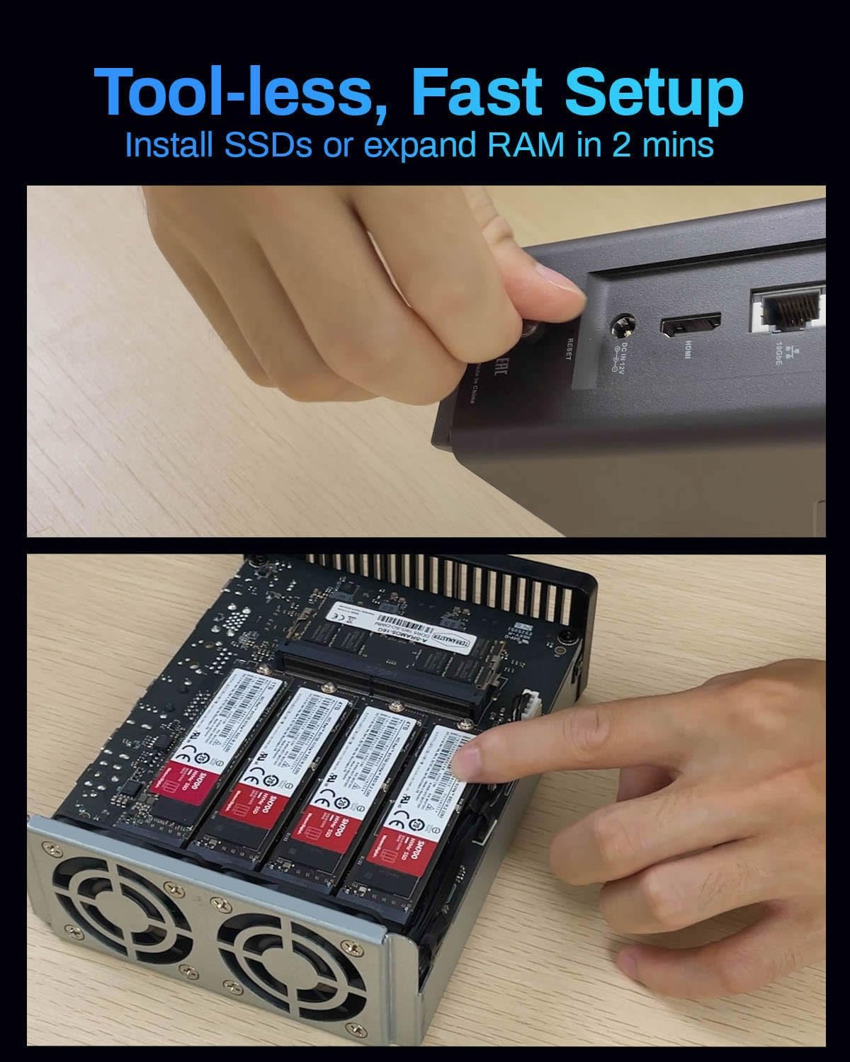 TERRAMASTER F8 SSD NAS Storage - 8Bay All SSD NAS Server N95 QuadCore CPU, 8GB DDR5 RAM, 10GbE Port, 8 Heat Sinks Included, Palm-Sized Powerful Network Attached Storage (Diskless)