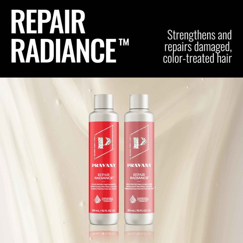 PRAVANA Repair Radiance Shampoo and Conditioner Set | Restores & Nourishes | For Damaged, Color-Treated Hair | Reduces Breakage & Split Ends | Chromasilk Enhances Shine & Protection | Vegan | 33 Fl Oz