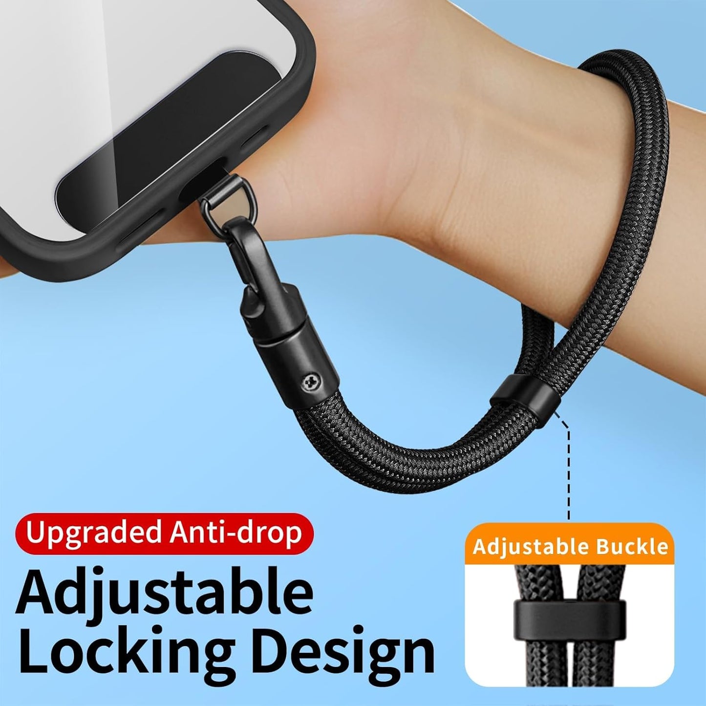 Phone Lanyard 2 Pcs - 1 Phone Wrist Strap, 1 Adjustable Crossbody Cell Phone Lanyard, 2 Metal Pads and 360° Rotating Metal Clips - Skin-Friendly, Universal for Most Phones (Dark Purple)