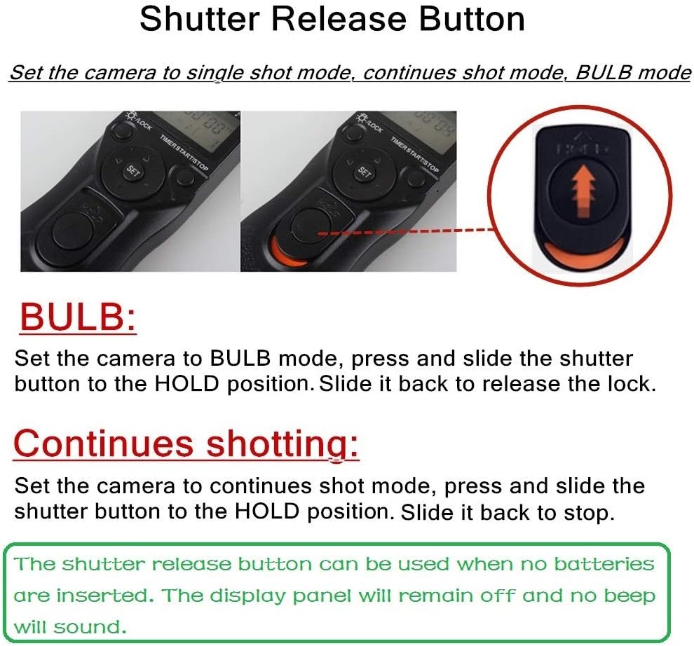 PHOLSY N10 Timer Remote Control Cable with Intervalometer for Nikon Z5, Z7-II, Z6, Z6-II, D750, D780, D7500, D7200, D7000, D5600, D5500, D5300, D3300, D610, D90, P7700, P7800, P950, Replaces MC-DC2