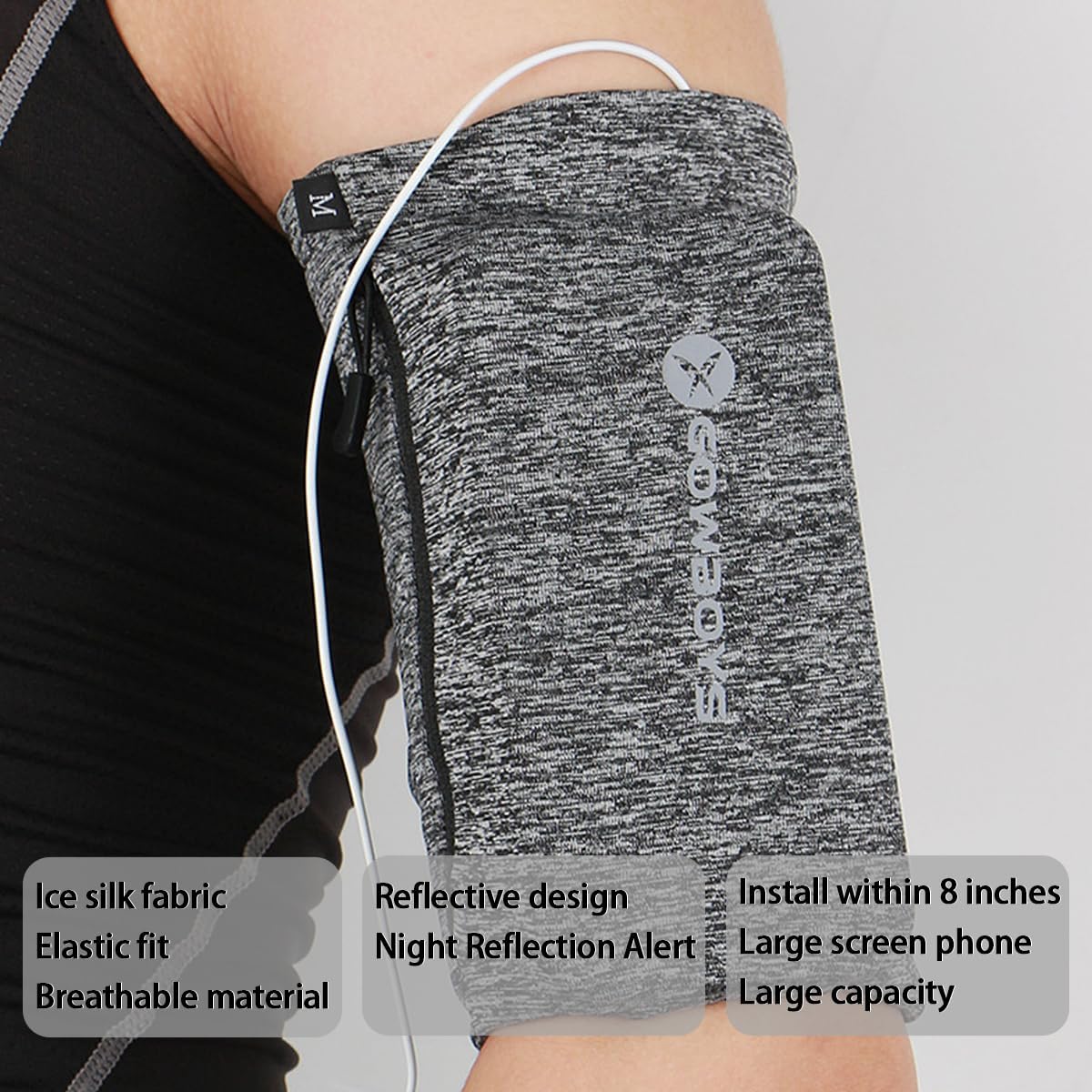 Running Phone Armband for Men Women,Universal Arm Bands for Phones Below 8 Inches,Waterproof Cell Phone Armband for Hiking,Running,Cycling,Climbing(Grey S)