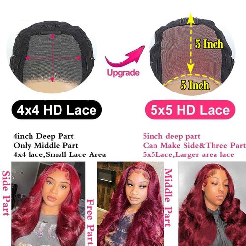 Jewhaut Wear and Go Glueless Wigs Human Hair Pre Plucked Pre Cut for Beginners 99j Burgundy Lace Front Wigs Human Hair Upgraded No Glue 5x5 HD Body Wave Lace Closure Wigs Human Hair for Women 30 Inch
