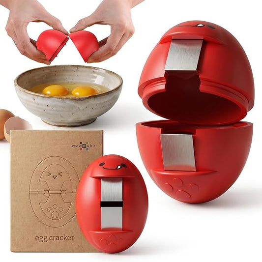 Egg Cracker, Silicone Egg Shell Opener, Cute Egg Shaped Design, Opens Eggs with Ease, A Little Happiness Boost for Your Kitchen (1, Red)