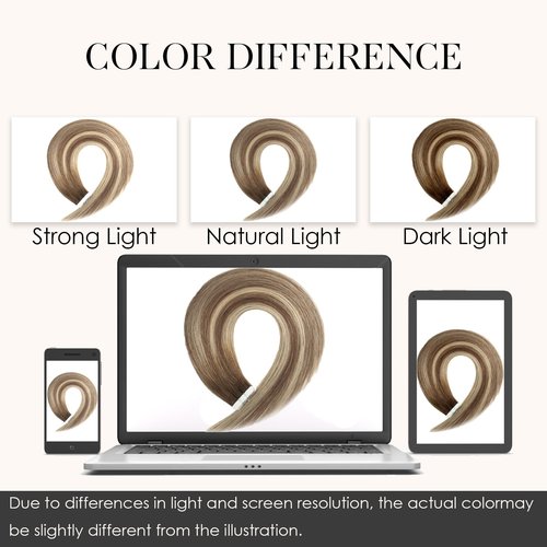 Hyssiet Tape in Hair Extensions Human Hair, 20pcs 50g 18 Inch Tape in Hair Extensions, Balayage Walnut Brown To Ash Brown Mix Light Blonde,Invisible Remy Silky Straight Real Natural Thick Human Hair