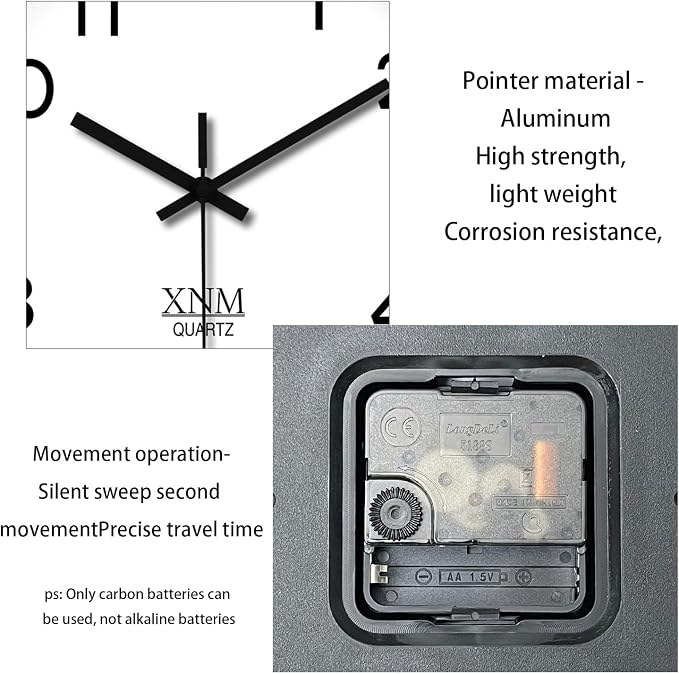 XNM Decorative Wall Clocks Battery Operated 14 Inch White Classic Wall Clock for Living Room Office Modern Minimalist Wall Clock Silent