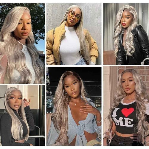 Giginger Bundles Human Sliver GREY 22 24 26 inch Body Wave Human Hair Bundles Unprocessed Quick Weave Soft Sewn In Hair Extensions for Black Women