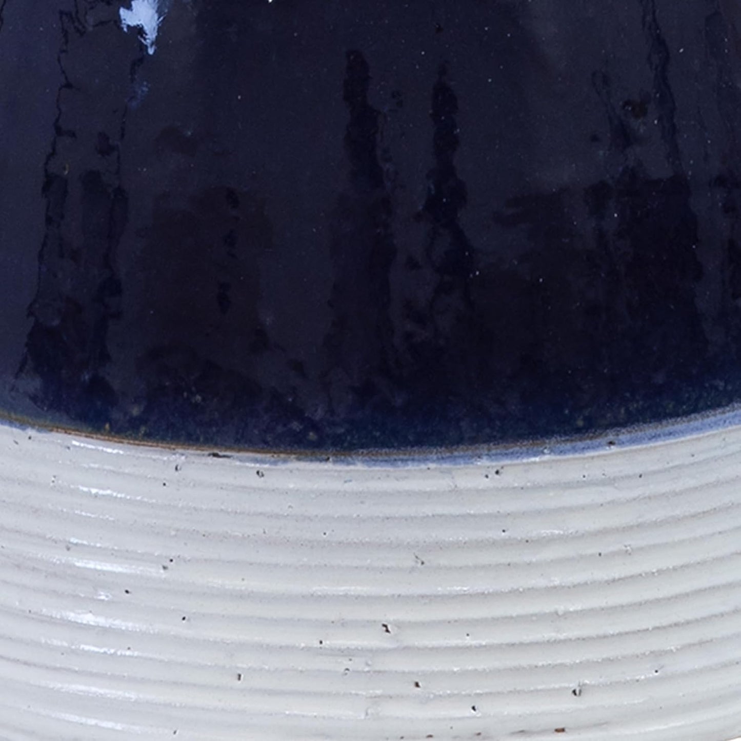 Sunnydaze 21" H Ceramic Bird Bath for Outside - Hand-Painted Outdoor Bird Bath Bowl, UV/Frost-Resistant Finish - Midnight Blue - Ribbed Pedestal