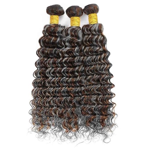Giginger Bundles Human Hair P4/GREY 24 26 28 inch Deep Wave Human Hair Bundles Highlight Chocolate Grey Unprocessed Quick Weave Soft Sewn In Hair Extensions for Black Women
